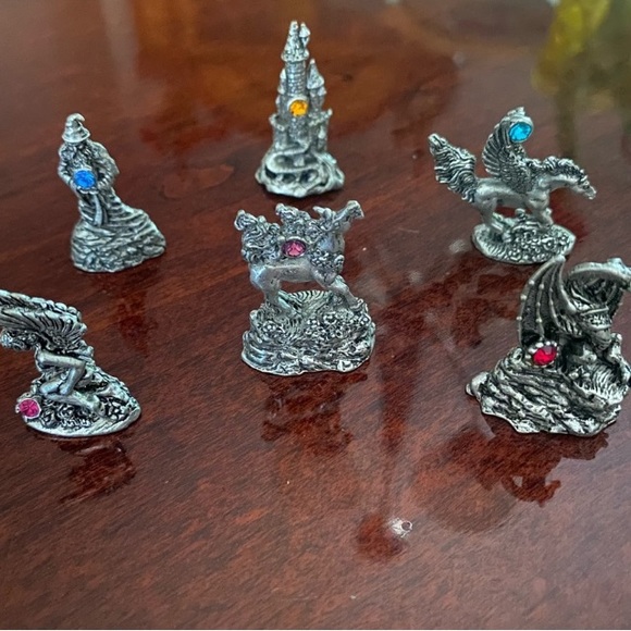 Other - ❌❌ SOLD ❌❌ Medieval Pewter Miniatures With Gems Set of 6 Vintage Collectible